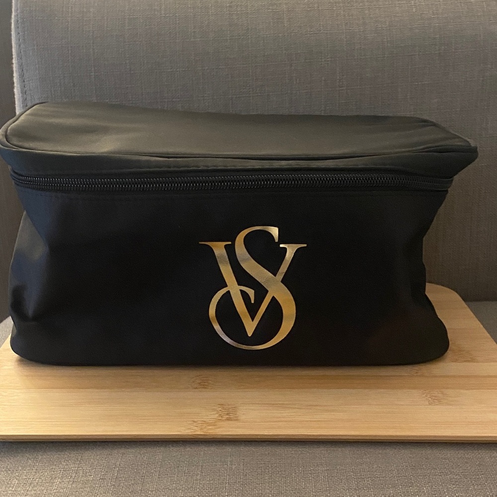 Victoria's Secret Black Bra/Socks Bag with Gold Logo